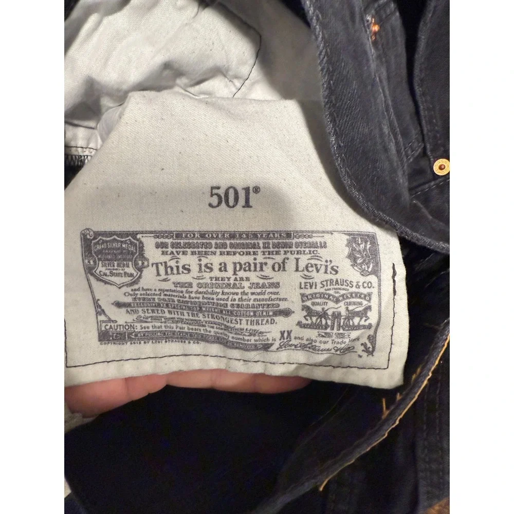 Levi's 501 Straight Jeans Men's 32x32 Black‎ Denim Cotton Dark Wash 5 Pocket